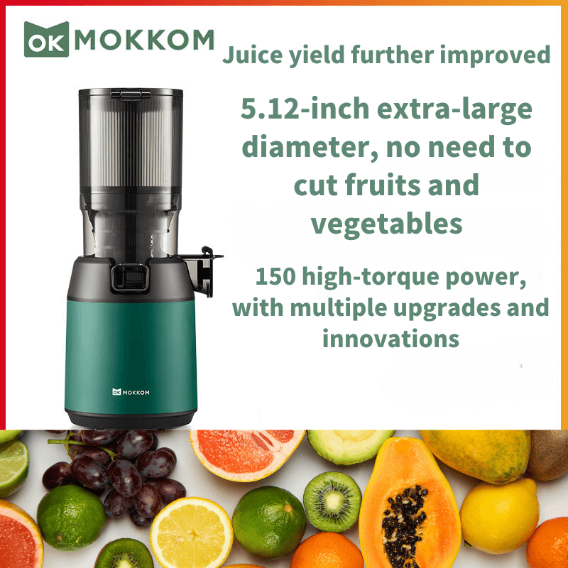 MOKKOM M6 Extra-Large Mouth Cold Press Slow Juicer